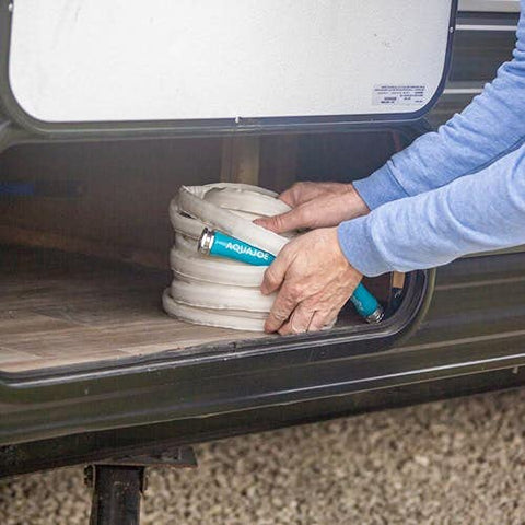 Restored Scratch and Dent Aqua Joe AJFJH50-58-RV Superlight Marine-Grade FiberJacket RV Hose, White (Refurbished)