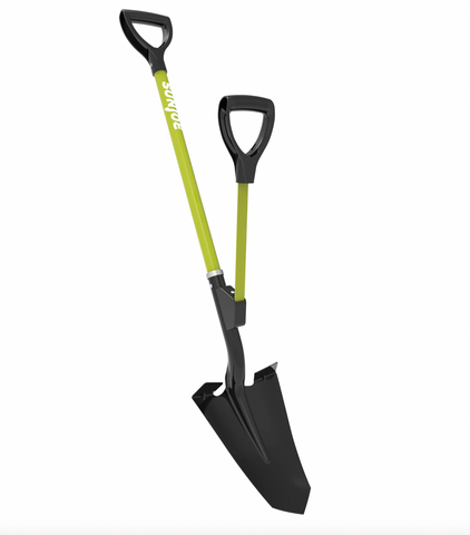 Restored Sun Joe SJ-SHLV07 | Shovelution Strain-Reducing Garden Shovel | Spear Head Digging | 9-Inch Steel (Refurbished)