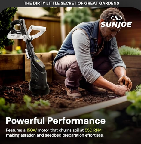 Restored Sun Joe 24V 24V-CTLR-LTE | 2-in-1 Hand Held & Long Handle Tiller Cultivator (Refurbished)