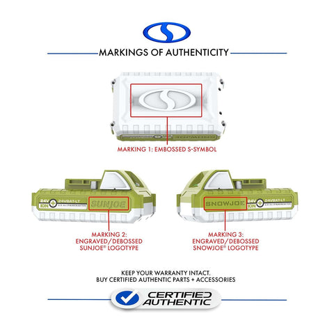 Restored Snow Joe IONMAX System Compatible 24VBAT-LT EcoSharp Pro Lithium-Ionmax Battery, 24 Volt, 2.5-Ah (Refurbished)