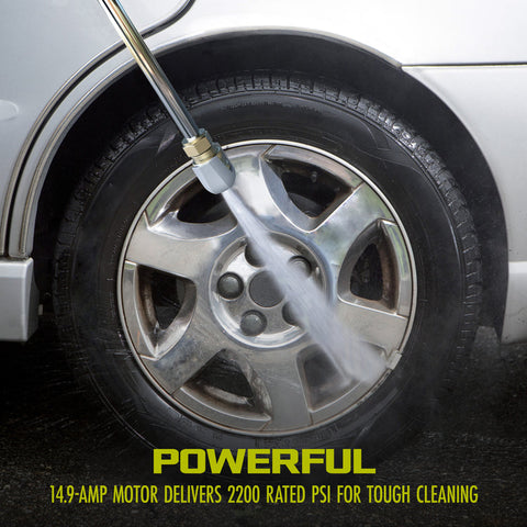 Restored Sun Joe SPX3000-QW1 Electric Pressure Washer | 14.9-Amp | 2200 Rated PSI | 1.1 Rated GPM | Rugged Wheels (Refurbished)