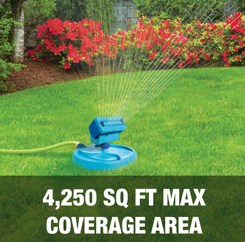 Restored Aqua Joe AJ-OSPR20 | In-Store Exclusive | Mini Gear-Driven Oscillating Sprinkler | On Sled Base | Customizable Coverage | 4,250 Sq. Ft. Max | Blue (Refurbished)
