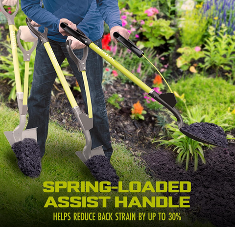 Restored Sun Joe SJ-SHLV07 | Shovelution Strain-Reducing Garden Shovel | Spear Head Digging | 9-Inch Steel (Refurbished)