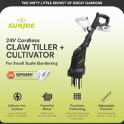 Restored Sun Joe 24V 24V-CTLR-LTE | 2-in-1 Hand Held & Long Handle Tiller Cultivator (Refurbished)