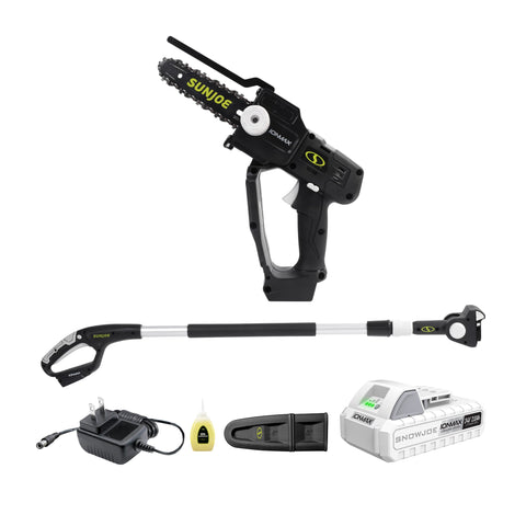 Restored Sun Joe 24V-HCSWP-6-LTE | 24-Volt* IONMAX Cordless Telescoping Pole Pruning Saw Kit | 4000 RPM | W/ 2.0-Ah Battery + Charger (Refurbished)