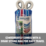 Bliss Hammocks BH-400W5CA | 40" Wide Hammock | Hand-Woven Rope Loops & Hanging Ropes | Outdoor, Patio, Backyard | Durable, Cotton & Polyester Blend | 220 Lbs Capacity | Patriotic Stripe