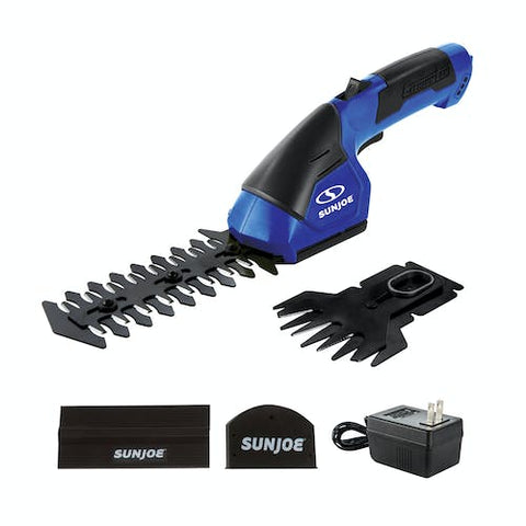 Restored Sun Joe HJ604C-SJB 2-in-1 Cordless Grass Shear + Hedger | 7.2 V (Blue) (Refurbished)