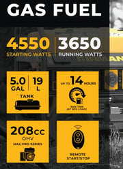 Restored Firman P03608 Gas Portable Generator | 4550W | 208 cc Engine 14 Hour Run Time | Remote Start | 120V | Generator Only (Refurbished)