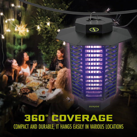 Restored Sun Joe SJ-BZ18W | 18-Watt UV Indoor/Outdoor Bug Zapper | 1600 sq ft Coverage | Whisper Quiet Operation | For Mosquitos, Flies, Gnats, Moths, and More (Refurbished)