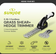 Restored Sun Joe HJ604C 7.2-Volt 2-in-1 1250-RPM Cordless Grass Shear / Shrubber Handheld Trimmer, Rechargeable On-board Lithium-Ion Battery and Charger Included (Refurbished)