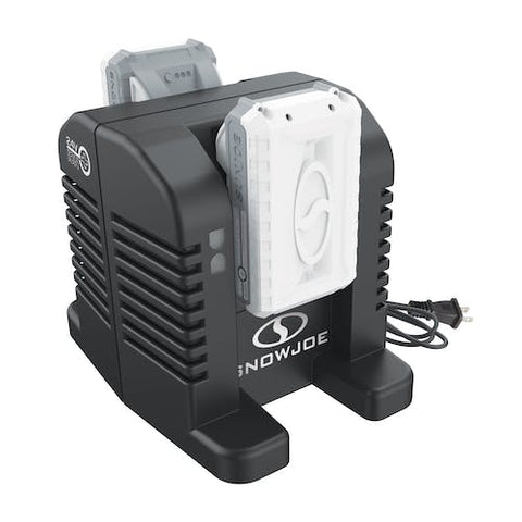 Restored Snow Joe + Sun Joe 24VCHRG-HS-DPC | 24V IONMAX Dual Port High Speed Charging Docking Station | for iBAT24 & 24VBAT Series Batteries | 260-Watt Input | 26-Volt Output (Refurbished)