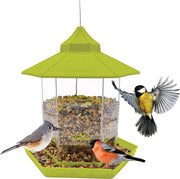 Restored Sun Joe SJ-WBFX-GRN Wild Bird Hanging Feeder, w/Roof and Hexagonal Shape, for Outdoor Garden & Yard Decoration, 2.15 Lbs Bird Seed & Nut Capacity (Refurbished)