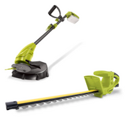 Restored Sun Joe 24V-HT18-GT10-LTE | 24V Cordless Hedge Trimmer + Stringless Grass Trimmer | W/ 2.0-Ah Battery + Charger (Refurbished)