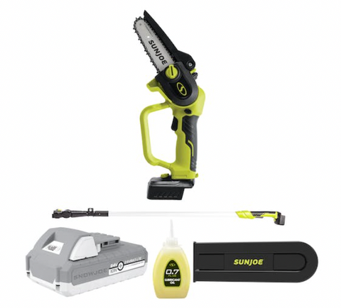Sun Joe 24V-HCSWP-LTE | 24-Volt iON+ Cordless Telescoping Pole Pruning Saw Kit | 12-Ft Reach | 4000 RPM | W/ 2.0-Ah Battery + Charger (Refurbished) | In Store Exclusive
