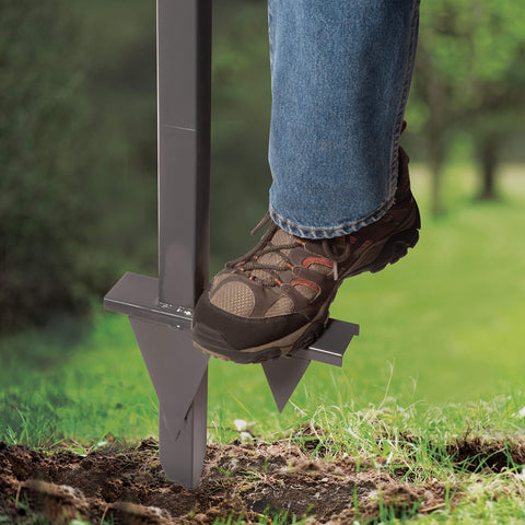 Restored Aqua Joe SJ-SHSBB-GRY Steel Garden Hose Stand with Solid Brass Faucet and Quick Install Anchor Base, Gray (Refurbished)