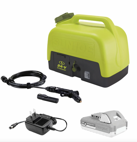 Sun Joe WA24C-LTE | 24-Volt* | IONMAX Cordless Go-Anywhere Portable Sink/Shower Spray Washer Kit | 5 Gal | 116 PSI Max* | 1.5 GPM Max* | W/ 2.0Ah Battery + Charger (Refurbished) | In-Store Exclusive