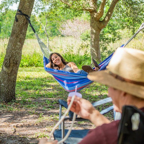 Bliss Hammocks BH-400W5CA | 40" Wide Hammock | Hand-Woven Rope Loops & Hanging Ropes | Outdoor, Patio, Backyard | Durable, Cotton & Polyester Blend | 220 Lbs Capacity | Patriotic Stripe