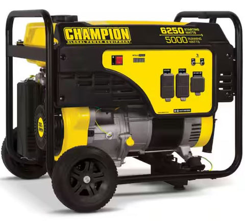 Restored Champion 100812 | 6250-Watt/5000-Watt Gasoline Powered Portable Generator | Recoil Start | With Wheel Kit (Refurbished)