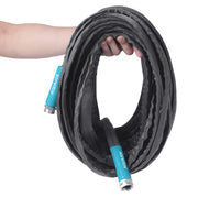 Restored Aqua Joe AJFJH100-PRO 100 Foot Fiberjacket Garden Hose w/Metal Fittings and Twist Nozzle, 600 Max PSI Rating (Refurbished)