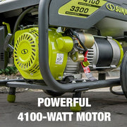 Restored Sun Joe SJG4100LP | Portable Propane Generator | Push-Button Electric + Recoil Start | Power Cooling System | 4100 Starting Watt | 3300 Running Watt | Battery & Charger (Refurbished)