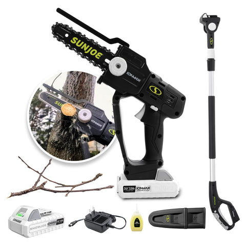 Restored Sun Joe 24V-HCSWP-6-LTE | 24-Volt* IONMAX Cordless Telescoping Pole Pruning Saw Kit | 4000 RPM | W/ 2.0-Ah Battery + Charger (Refurbished)
